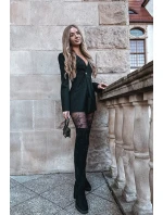 Dámské kozačky nad koleno na klíně ekologická semišová černá Tahlina