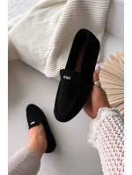 Dámské mokasíny s malým zlatým detailem černé Sarivelle