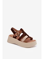 Dámske sandále na platforme s imitáciou semišových remienkov Glimelle Brown Dámske sandále na platforme s imitáciou semišových remienkov Glimelle Brown
