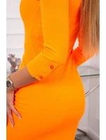 Šaty s gombíkovým výstrihom oranžové neónové