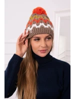 Dámska čiapka Laila K283 dark beige+kiwi