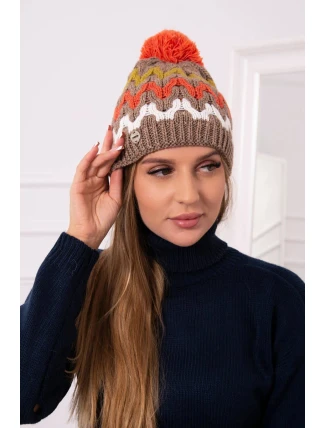 Dámska čiapka Laila K283 dark beige+kiwi