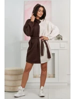 Izolovaná dvojfarebná mikina hnedá + béžová melanž