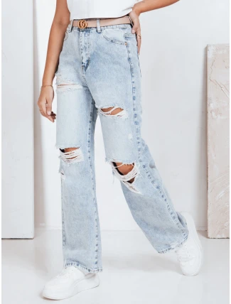 Dámske modré džínsy so širokým rebrovaním FashionStreet UY2794