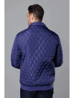 Tmavomodrá pánska prešívaná bunda s golierom (58M13080-215) Tmavomodrá pánska prešívaná bunda s golierom (58M13080-215)