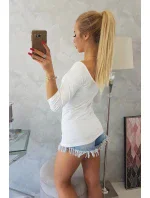 Blúzka s okrúhlym výstrihom biela