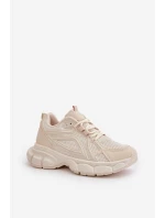 Buty Sportowe Sneakersy Damskie Beżowe Timoci
