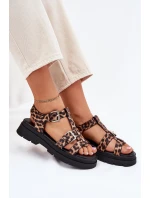 Sandały Damskie Eko Skórzane Z Klamrami Panterka Jeneliena