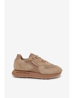 Skórzane Sneakersy Męskie Big Star OO174298 Hi-Poly System Beżowe