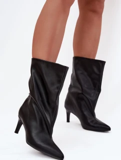 Dámske čierne slip-on topánky na podpätku Solvienne