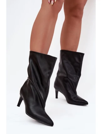 Wsuwane Botki Damskie Na Szpilce Czarne Solvienne