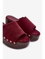 Dámské pantofle na platformě s Zlatými sponami Eko semiš Bordové Helivina