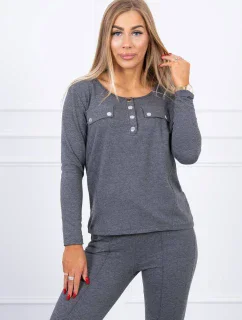 Súprava s gombíkovým výstrihom grafitová