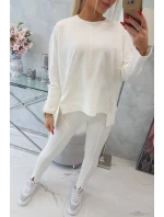 Súprava s oversize blúzkou v ecru farbe