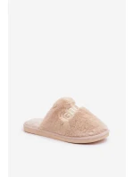 Kapcie Damskie Z Futerkiem I Napisem Beżowe Kalelia