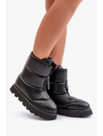 Platformové snežnice so zipsom z eko kože Black Resisia