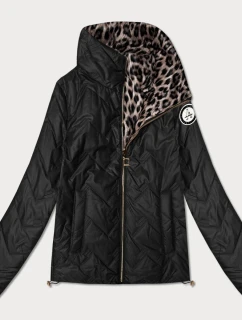 Goodlookin čierno-pantherová obojstranná prešívaná bunda so stojačikom (B8579-1)