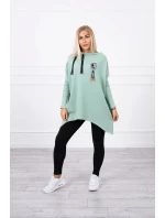 Oversize mikina s asymetrickými bokmi tmavo mätová