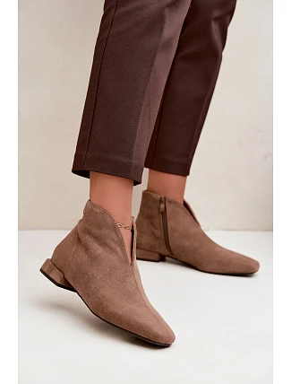 Nízke topánky so zapínaním na zips, nízky podpätok, tmavo béžové, Canella Nízke topánky so zapínaním na zips, nízky podpätok, tmavo béžové, Canella