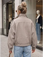 Krátky dámsky kabát s vlnou, krátky, béžový, FashionStreet TY6033 Krátky dámsky kabát s vlnou, krátky, béžový, FashionStreet TY6033