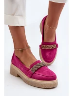 Zazoo 3429/W Damskie Zamszowe Mokasyny Z Ozdobą Fuksja