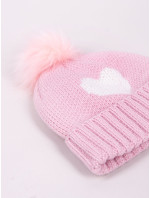 Yoclub Dievčenské zimné čiapky CZZ-0470G-AA20 Pink