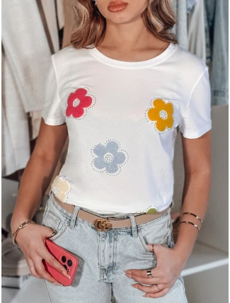 Dámske bavlnené tričko s kvetmi DAISYLA biele FashionStreet RY2742