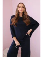 Bavlnená mikina nohavice set navy