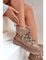 Zamszowe Śniegowce Damskie Z Grubym Sznurowaniem D.Franklin DFSH375003 Taupe