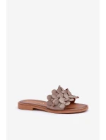 Dámske ploché papuče na podpätku 40381 Taupe - Zazoo