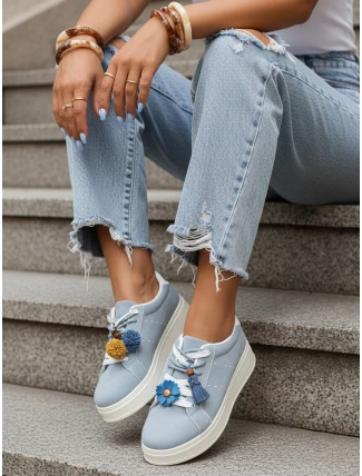 Dámske semišové tenisky s ozdobnou platformou modré FashionStreet ZY1416 Dámske semišové tenisky s ozdobnou platformou modré FashionStreet ZY1416