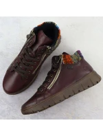 Dámska kožená trapper obuv Rieker N1305-35 vo vínovej farbe Dámska kožená trapper obuv Rieker N1305-35 vo vínovej farbe