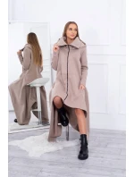 Zateplené šaty s dlhšími bokmi tmavo béžové