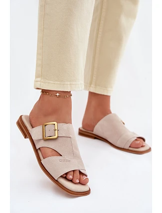 Dámske semišové topánky na plochom podpätku s prackou Big Star TT274476 Beige Dámske semišové topánky na plochom podpätku s prackou Big Star TT274476 Beige