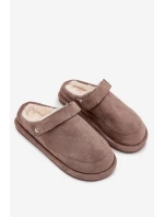 Kapcie Damskie Z Paskiem Ocieplane Futerkiem Ciemnobeżowe Rilena