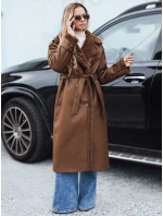 Dámsky zimný kabát CHICFROST dlhý hnedý kožený FashionStreet TY4992