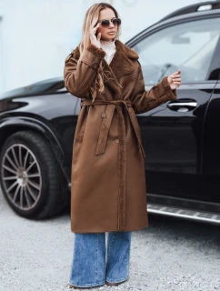 Dámsky zimný kabát CHICFROST dlhý hnedý kožený FashionStreet TY4992