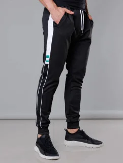 Pánske tepláky s lemovaním čierne (8K161)