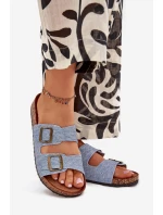 Damskie Klapki Na Korkowej Platformie Z Klamrami Jasny Jeans Vesina Damskie Klapki Na Korkowej Platformie Z Klamrami Jasny Jeans Vesina