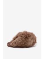 Futrzane Kapcie Damskie Brązowe Iseline
