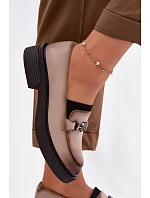 Kožené dámské mokasyny s ozdobným detailem Vinceza Béžové