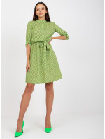 Zelené vzorované ležérne šaty s 3/4 rukávmi