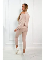 3-dielny set blúzka + top + legíny svetlo béžová