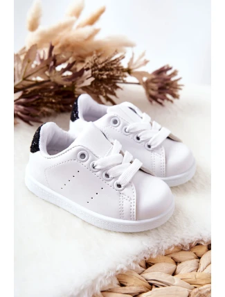 Dziecięce Tenisówki Biało-Czarne Glossy