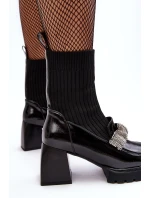 Botki Damskie Ze Skarpetą Na Obcasie D&A MR870-41 Czarne