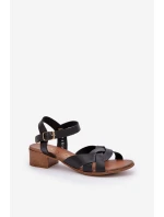 Kožené sandále s jemným podpätkom Zazoo 40372 Black Kožené sandále s jemným podpätkom Zazoo 40372 Black