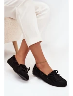 Mokasyny Damskie Z Frędzlami I Kokardką Czarne Olivianne