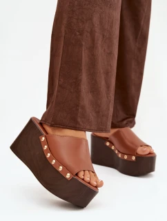 Dámské nazouváky na platformě s přezkami Camel Mareline