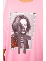 Šaty s potlačou a rozšíreným spodným dielom svetlo ružové