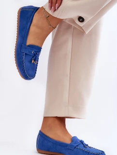 Klasyczne Zamszowe Mokasyny Niebieskie Good Time